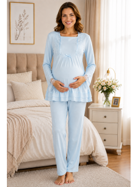 Effortt 2015 Mavi Hamile Lohusa Pijama Takımı